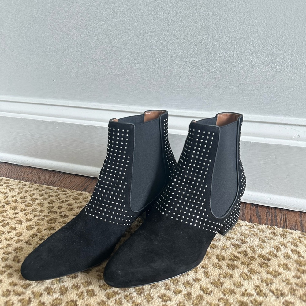 Laurence Dacade black suede booties with silver studs